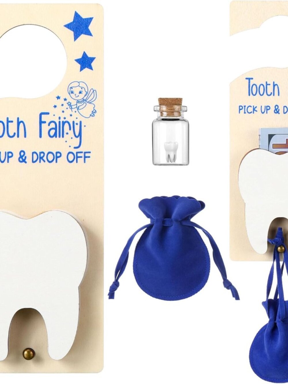 Tooth Fairy Door Hanger Pouch Keepsake Box,Classic,Dark Blue